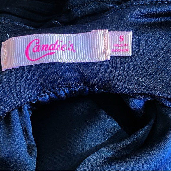 CANDIES all over mitred tiny pleats bow back sleeveless little black dress S - Picture 6 of 8